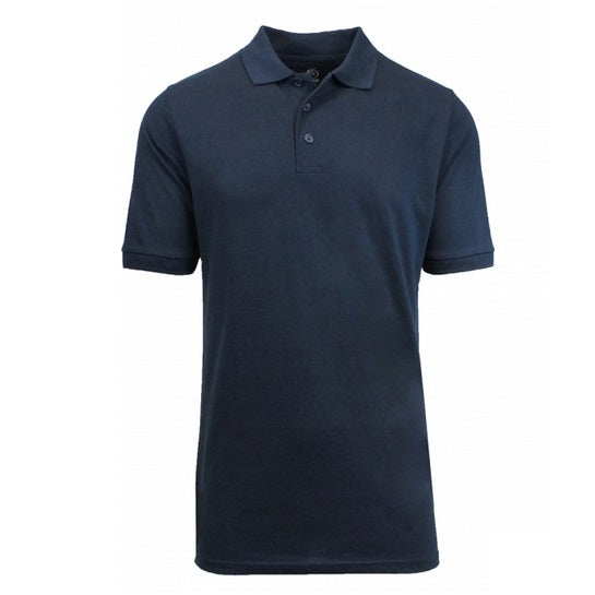 Wholesale Adult Size Short Sleeve Pique Polo Shirt School Uniform in Navy Blue. High School Uniform polo Shirts