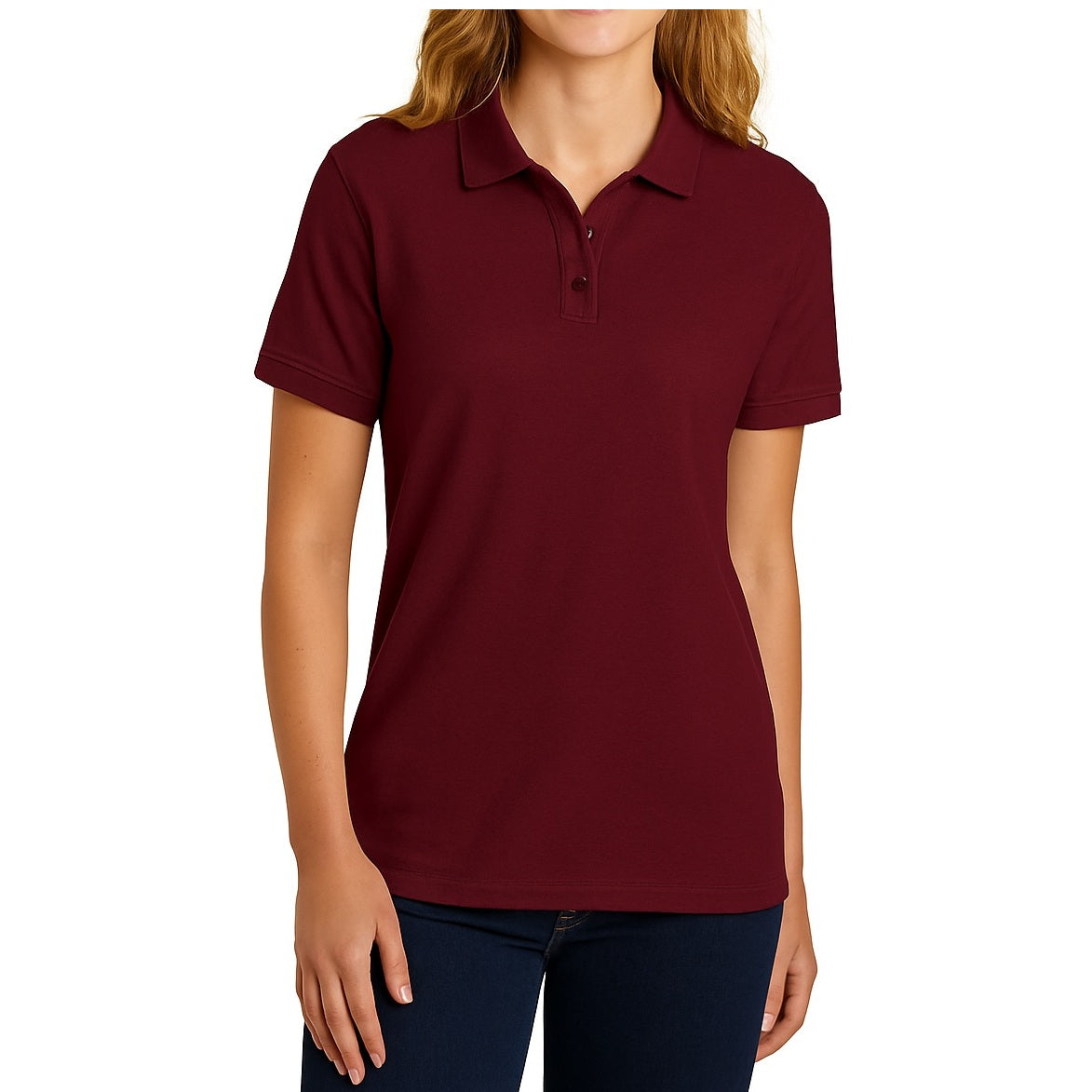 Wholesale Junior Short Sleeve 3 Button Jersey Knit Shirt in Burgundy