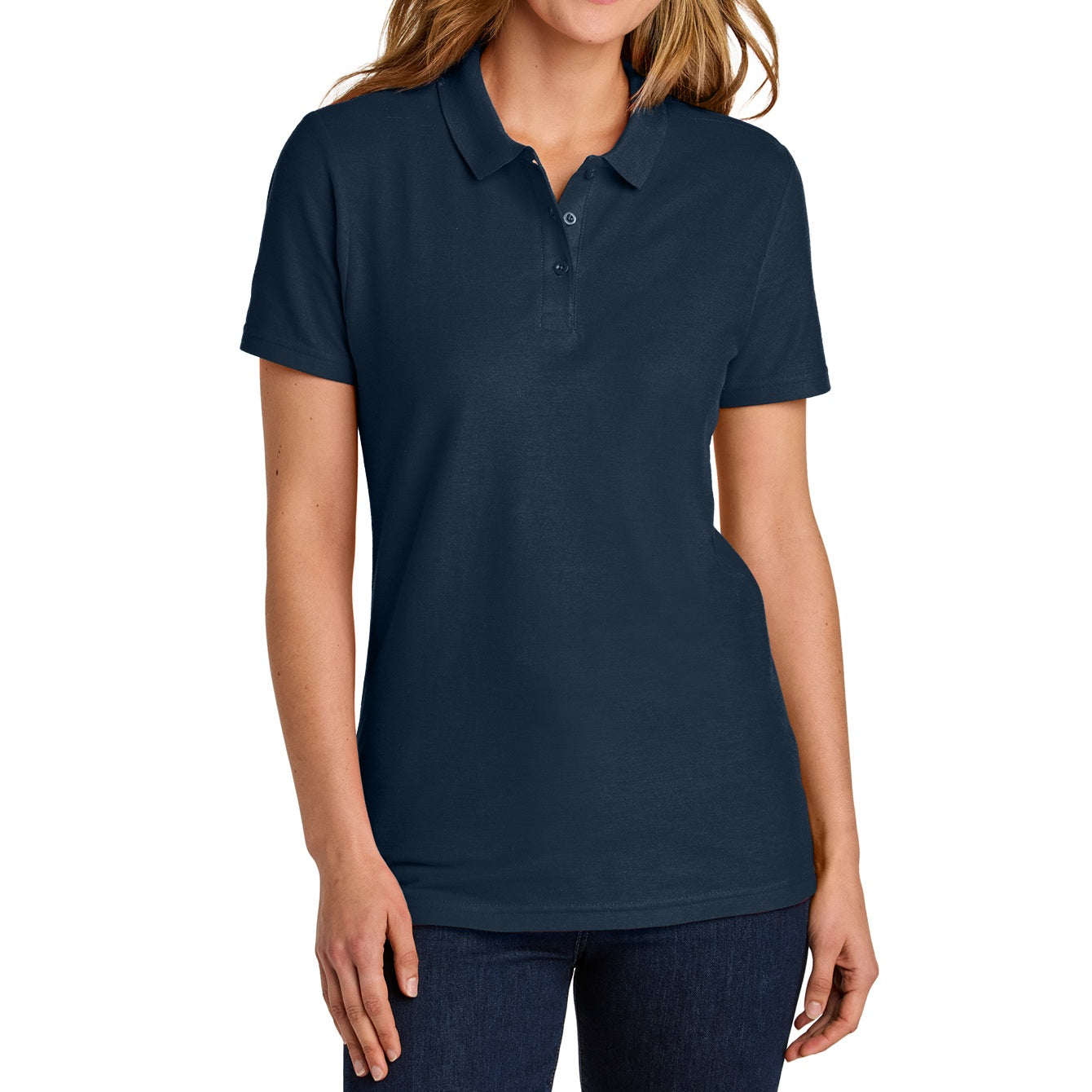 school uniform wholesale Junior Short Sleeve 3 Button Jersey Knit Shirt in Navy Blue