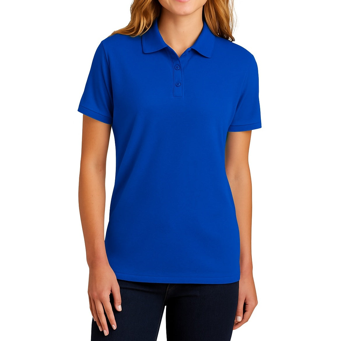 wholesale school uniform Junior Short Sleeve 3 Button Jersey Knit Polo Shirt in Royal Blue