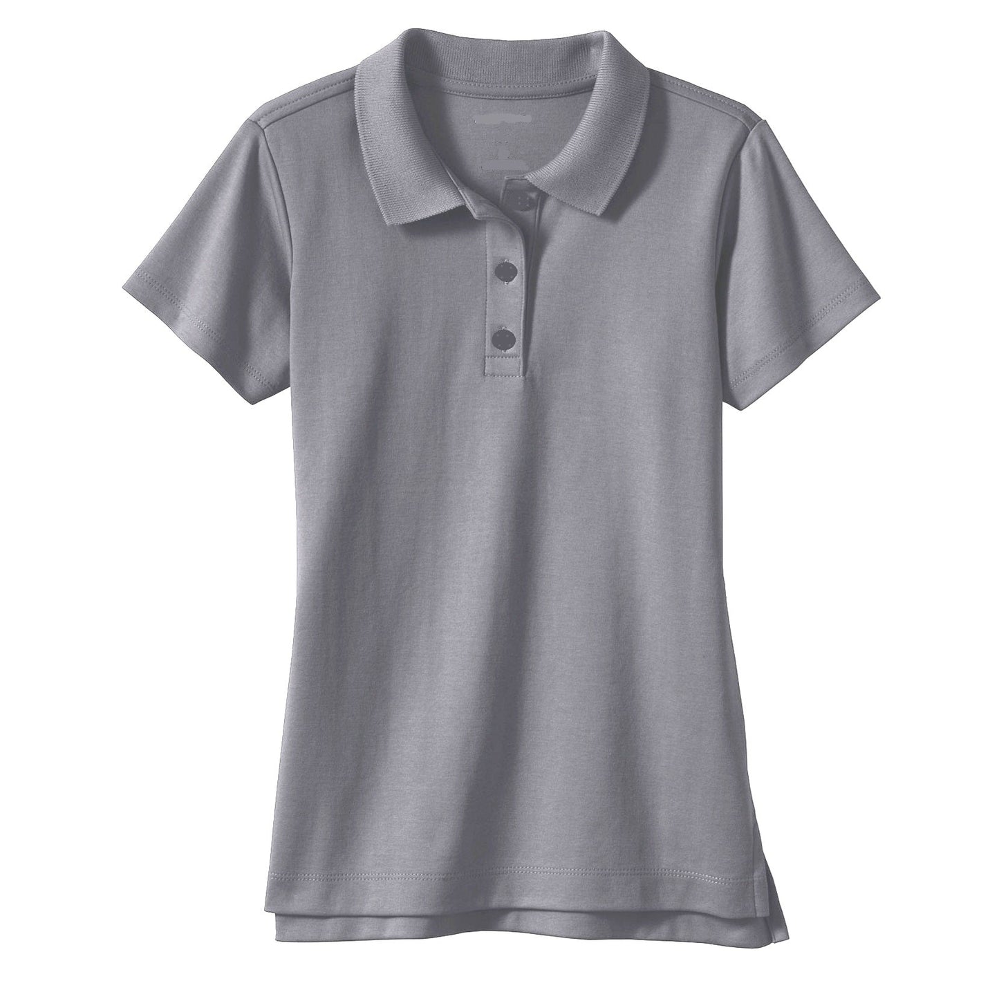 Wholesale Girls School Uniform Short Sleeve Jersey Knit Polo Shirt in Grey