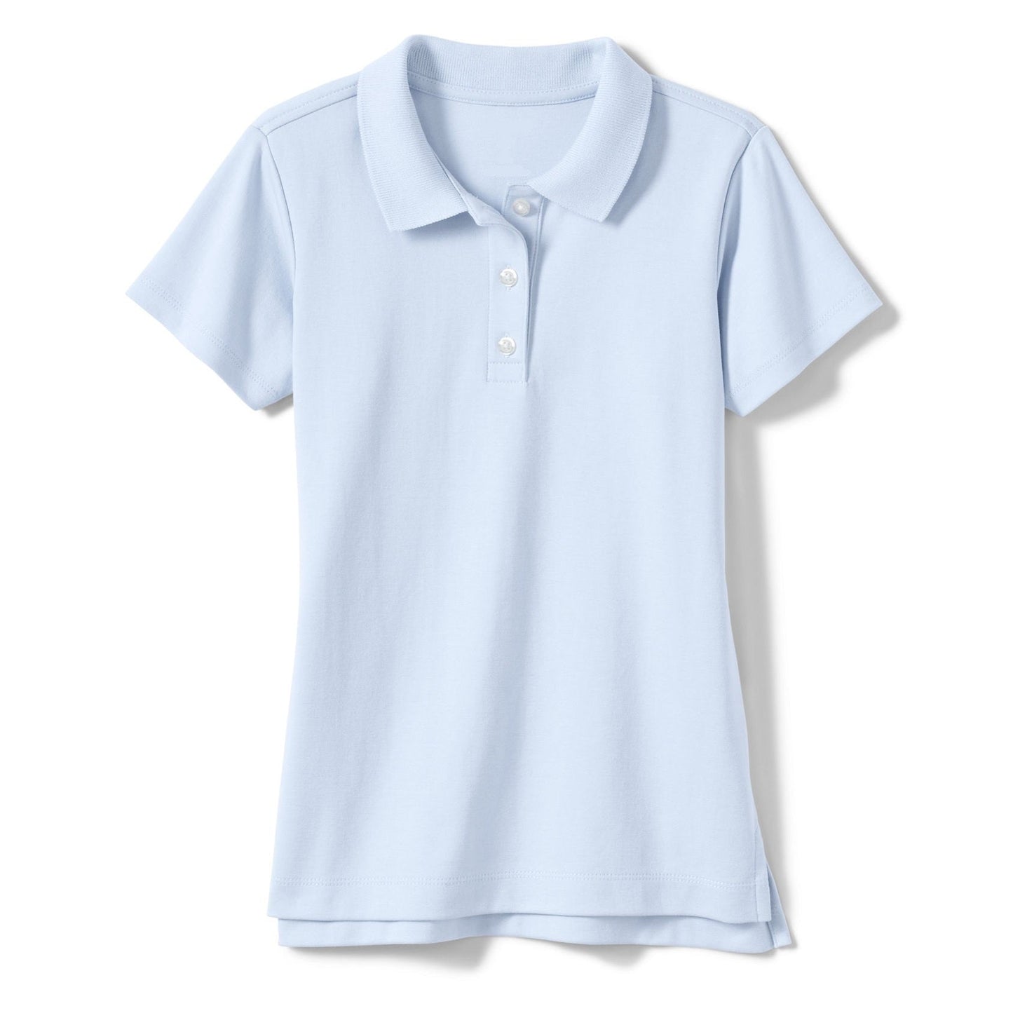 Wholesale Girls Short Sleeve Jersey Knit Polo in Light Blue
