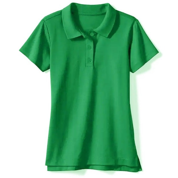 36 Pack Girls Short Sleeve Jersey Knit Polo in Kelly Green