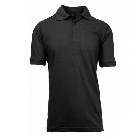 Wholesale Adult Size Short Sleeve Pique Polo Shirt School Uniform in Black. High School Uniform polo Shirts