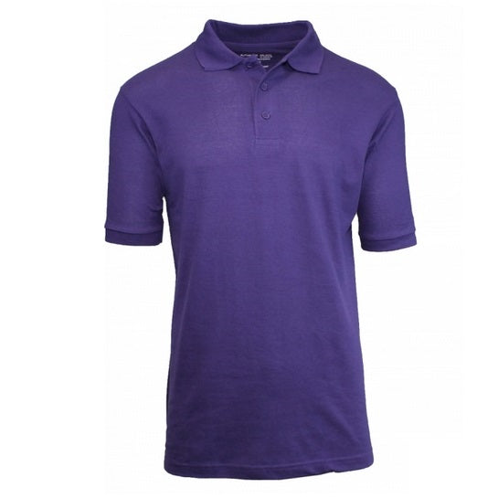 Wholesale Adult Size Short Sleeve Pique Polo Shirt School Uniform in purple grape. High School Uniform polo Shirts