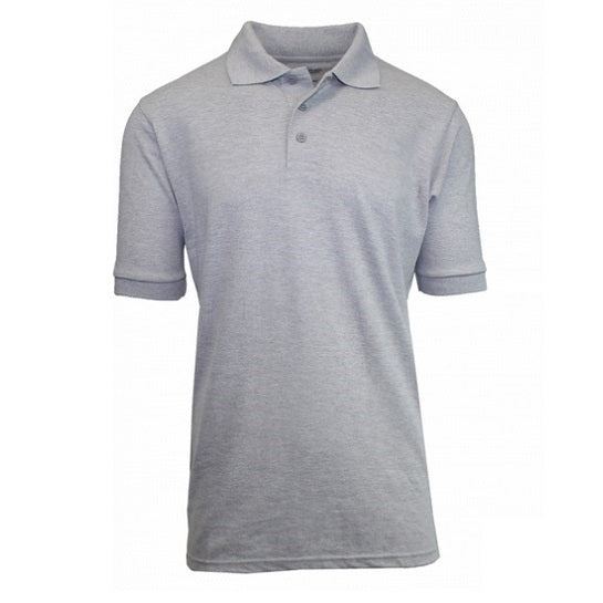Wholesale Adult Size Short Sleeve Pique Polo Shirt School Uniform in Heather Grey. High School Uniform polo Shirts