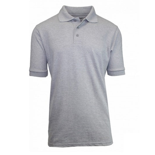 Wholesale Adult Size Short Sleeve Pique Polo Shirt School Uniform in Heather Grey. High School Uniform polo Shirts