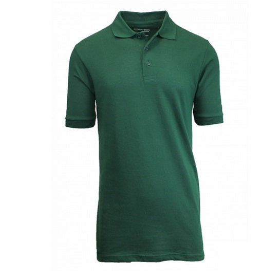 Wholesale Adult Size Short Sleeve Pique Polo Shirt School Uniform in Hunter Green. High School Uniform polo Shirts
