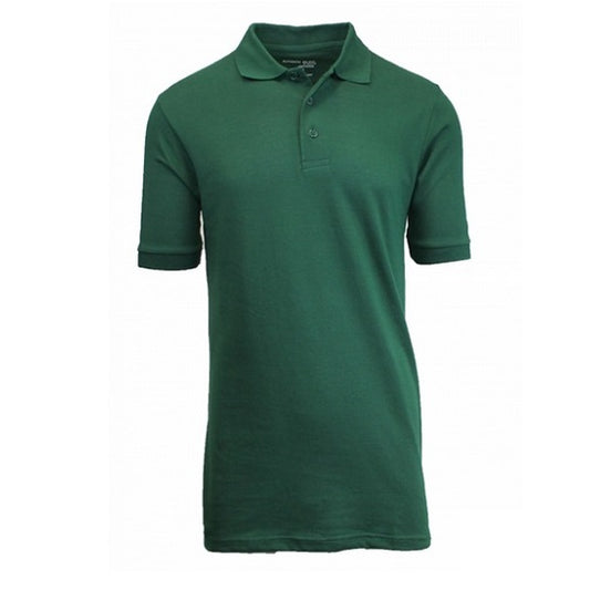 Wholesale Adult Size Short Sleeve Pique Polo Shirt School Uniform in Hunter Green. High School Uniform polo Shirts