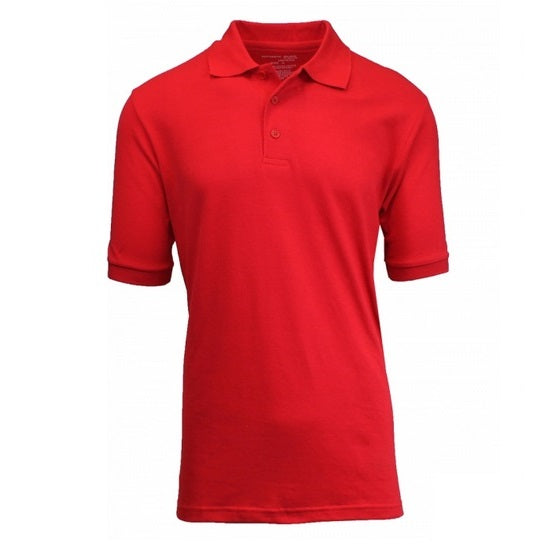 Wholesale Adult Size Short Sleeve Pique Polo Shirt School Uniform in Red. High School Uniform polo Shirts