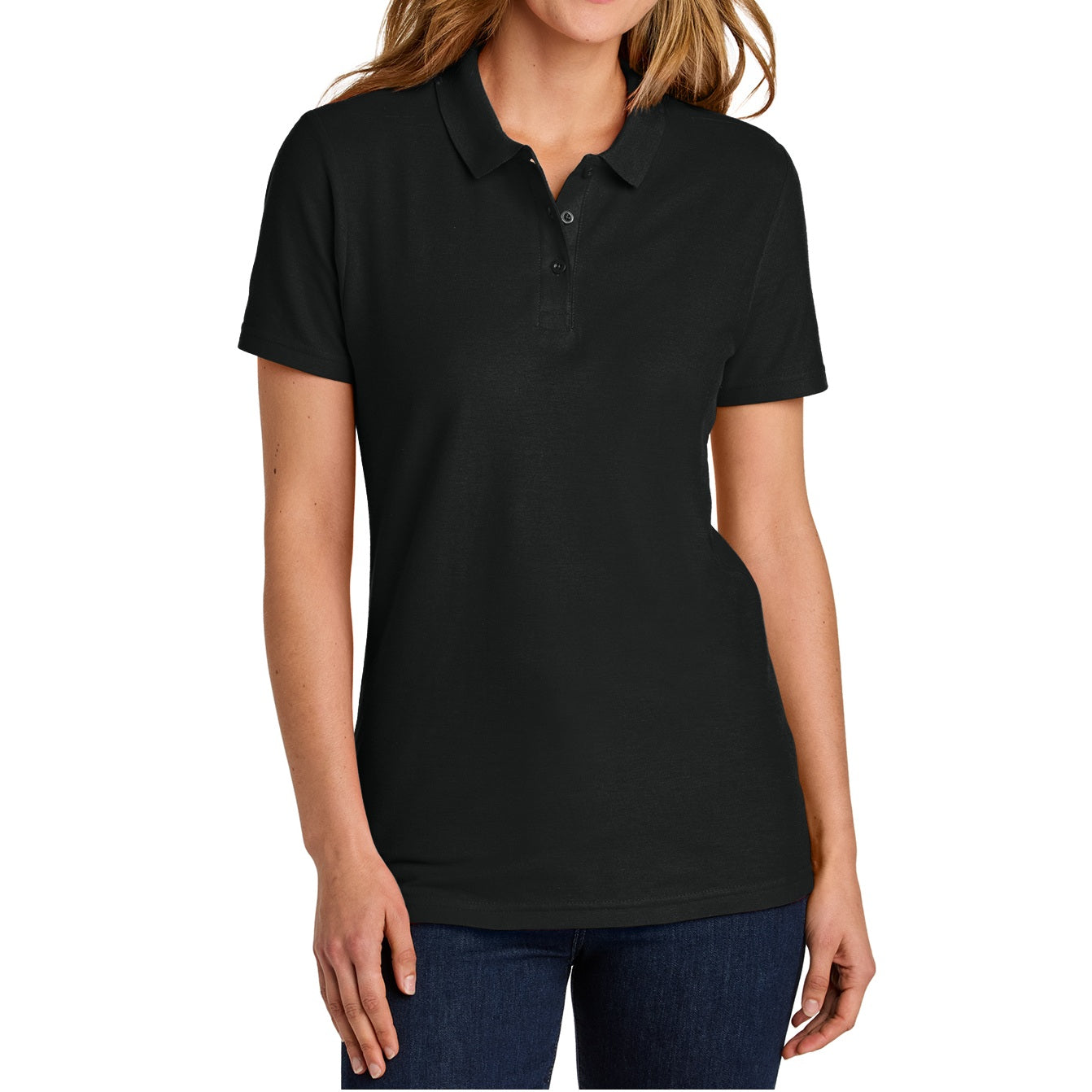 school uniform companies Junior Short Sleeve 3 Button Jersey Knit Shirt  in Black