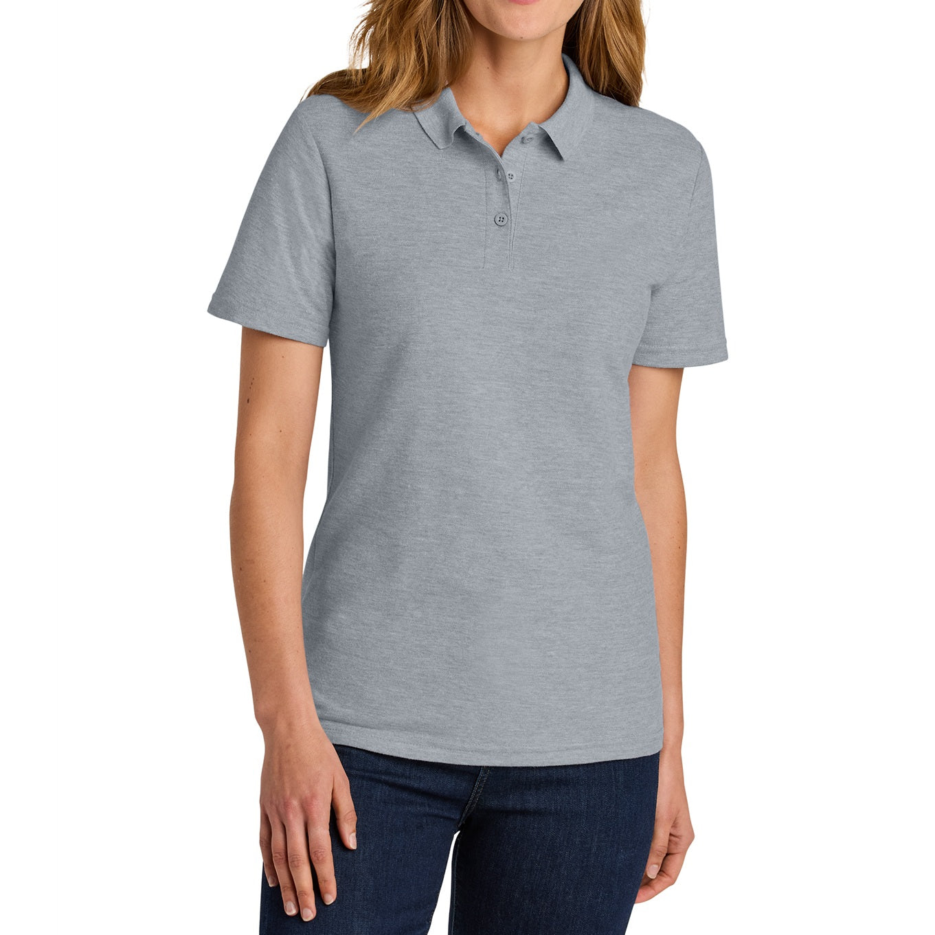 school uniform companies Junior Short Sleeve 3 Button Jersey Knit Shirt  in Grey