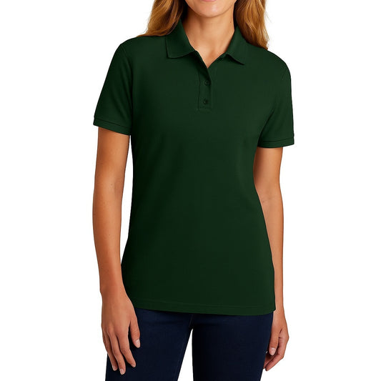school uniform companies Junior Short Sleeve 3 Button Jersey Knit Shirt  in Hunter Green