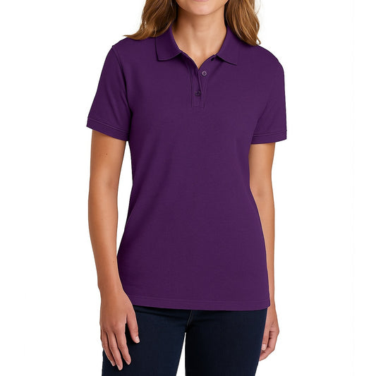 wholesale school uniforms bulk Junior Short Sleeve 3 Button Jersey Knit Polo Shirt  in Purple