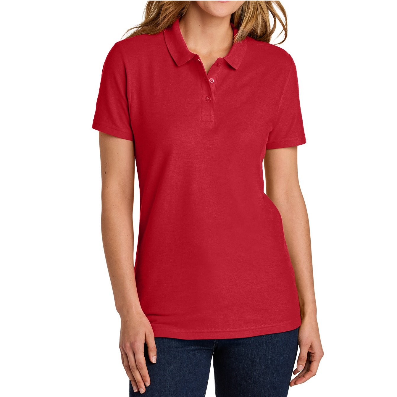 school uniforms wholesale distributors Junior Short Sleeve 3 Button Jersey Knit Polo Shirt  in Red