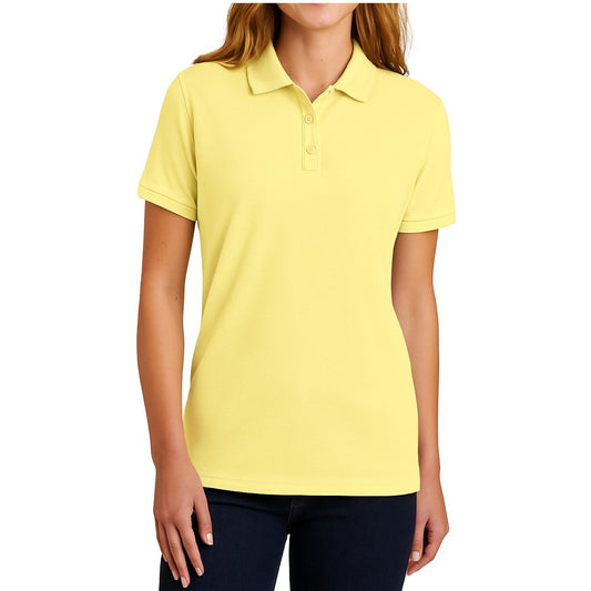 school uniform companies Junior Short Sleeve 3 Button Jersey Knit Shirt  in Yellow
